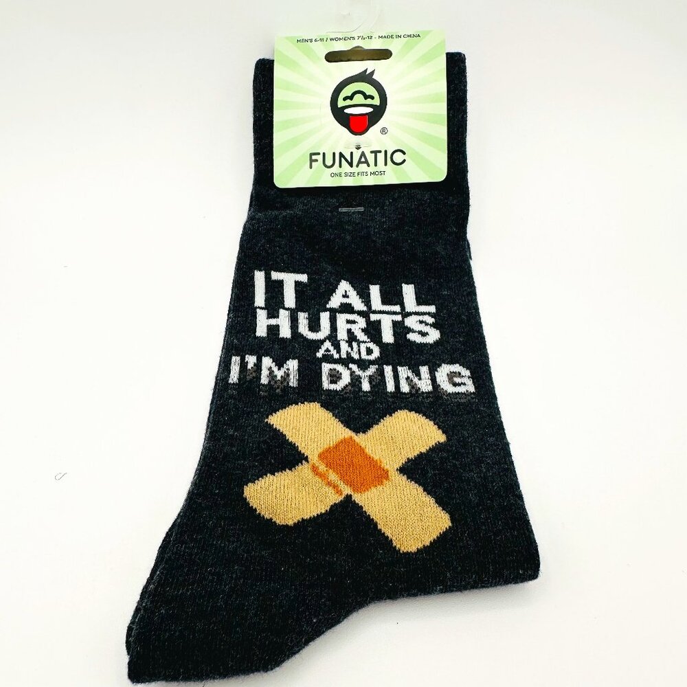 NWT! Funatic "It All Hurts and I'm Dying" Crew Socks